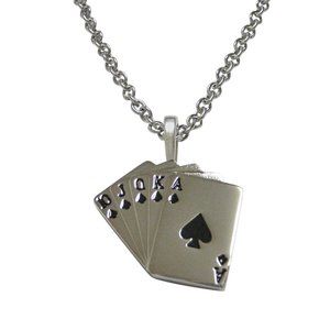 Royal Flush Gambling Poker Pendant Necklace